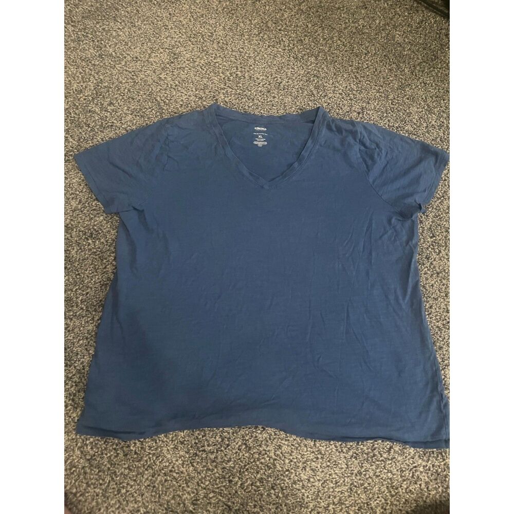 Kohl's Sonoma Goods For Life Blue Everyday V-Neck Short SLeeve T-Shirt XL